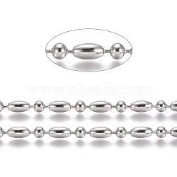 304 Stainless Steel Ball Chains, Stainless Steel Color, Rice: 8x4mm, Ball: 4mm(CHS-L024-023E)