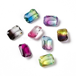 Faceted K9 Glass Rhinestone Cabochons, Pointed Back, Rectangle Octagon, Mixed Color, 13.5x9.5x5.5mm(GGLA-A005-22)