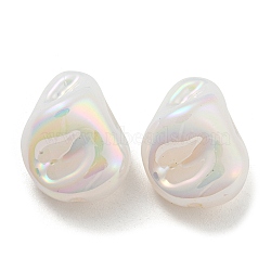 ABS Plastic Imitation Pearl Bead, Iridescence, Nuggets, White, 16.5x13x10mm, Hole: 1.8mm(KY-K014-07)
