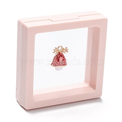 Square Transparent PE Thin Film Suspension Jewelry Display Box, for Ring Necklace Bracelet Earring Storage, Lavender Blush, 7x7x2cm(CON-D009-01B-04)