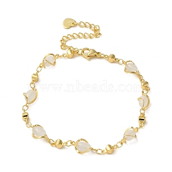 Brass Link Chain Bracelets, with Glass, Light Gold, 10 inch(25.5cm)(BJEW-L685-10KCG)