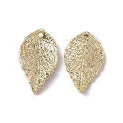 Rack Plating Alloy Pendants,  Leaf, Light Gold, 25.5x15x3mm, Hole: 1.2~1.5mm(FIND-B013-07LG)