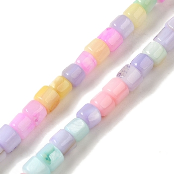Rainbow Color Dyed Natural Freshwater Shell Beads Strands, Mixed Color, Column, 3x4mm, Hole: 0.5mm, about 113pcs/strand, 14.96 inch(38cm)
