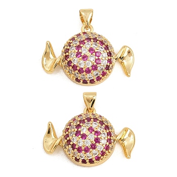 Brass Micro Pave Cubic Zirconia Pendants, Candy Theme, Long-Lasting Plated, Rack Plating, Lead Free & Cadmium Free, Candy Charms, Real 18K Gold Plated, 18x25.5x8mm, Hole: 4x3mm
