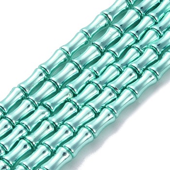 Electroplate Glass Beads Strands, Bamboo, Aquamarine, 8x4.5mm, Hole: 0.8mm, about 50pcs/strand, 15.75''(40cm)