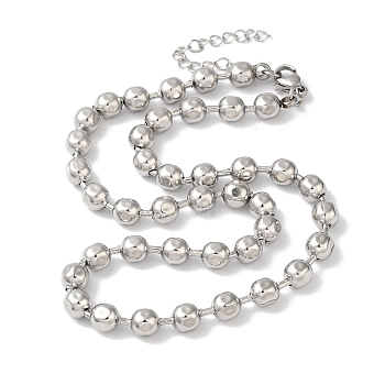 Non-Tarnish Bread Beads NecklaceBread Beads Necklace, Stainless Steel Color, 14.76 inch(37.5cm)