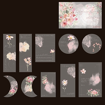 Floral Scrapbook Paper Pad, for DIY Album Scrapbook, Greeting Card, Background Paper, Pink, 65x115mm