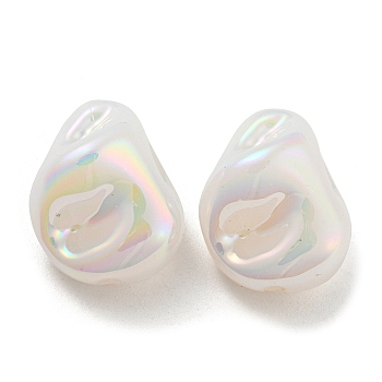 ABS Plastic Imitation Pearl Bead, Iridescence, Nuggets, White, 16.5x13x10mm, Hole: 1.8mm