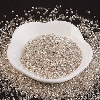 MGB Matsuno Glass Beads, Japanese Seed Beads, Silver Lined Round Hole Glass Seed Beads, Two Cut, Hexagon, Creamy White, 15/0, 1x1x1mm, Hole: 0.8mm, about 135000pcs/bag, 450g/bag
