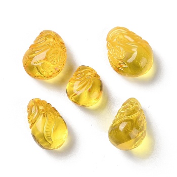 Natural Baltic Amber Pendants, Carved Teardrop Charms, 16.5x13x8mm, Hole: 0.8mm