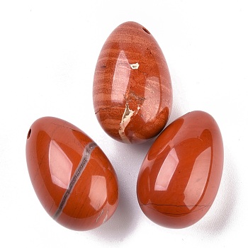 Natural Red Jasper Pendants, Easter Egg Stone, 39.5x25x25mm, Hole: 2mm