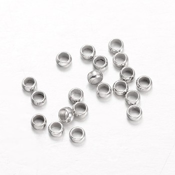 Brass Crimp Beads, Rondelle, Platinum, 2.5mm, Hole: 1mm, about 1000pcs/20g