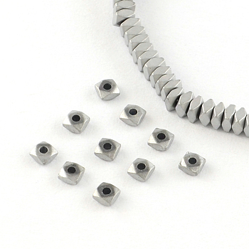 Square Electroplated Non-magnetic Synthetic Hematite Bead Spacers, Platinum Plated, 4x4x2mm, Hole: 1mm, about 179pcs/strand, 15.7 inch