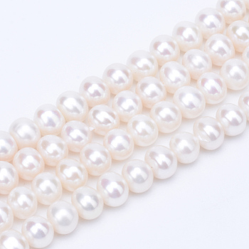 Natural Cultured Freshwater Pearl Beads Strands, Round, Floral White, 5~5.5mm, Hole: 0.8mm, about 63~65pcs/strand, 14 inch