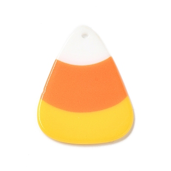 Halloween Acrylic Pendants, Corn, Triangle, Dark Orange, 35.5x27x2mm, Hole: 1.8mm