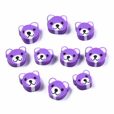 Dark Violet Bear Polymer Clay Beads