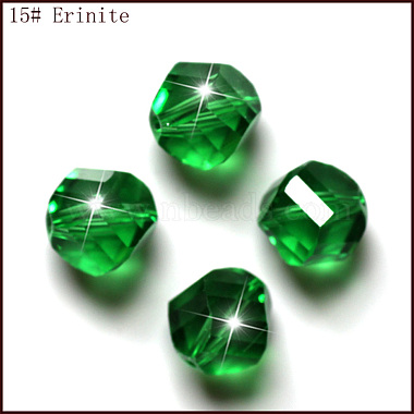 6mm Green Polygon Glass Beads