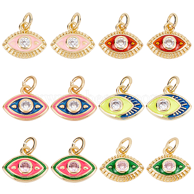 Real 18K Gold Plated Mixed Color Eye Brass+Cubic Zirconia Charms