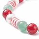 Natural Green Aventurine & Mashan Jade & Shell Pearl Stretch Bracelet with Christmas Snowflake Alloy Charm(BJEW-TA00089)-6