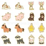 24Pcs 8 Styles Zinc Alloy Enamel Pendants, Animal Charms, Golden, Mixed Shapes, 13.5~18x10~18.5x1.5mm, Hole: 1.5mm, 3pcs/style(ENAM-FS0004-05)