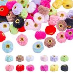 48Pcs 12 Colors Velvet Imitation Rabbit Fur European Beads, Rondelle, Mixed Color, 13x20x20mm, Hole: 4mm, 4pcs/color(FIND-SZ0019-28)