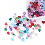 Czech Glass Beads, Transparent/Imitation Opalite/Electroplated/Gold Inlay Color/Dyed/Opaque, Flower, Mixed Color, 8.5x6.5mm, Hole: 1mm, about 237~243pcs/bag(GLAA-G070-05A)