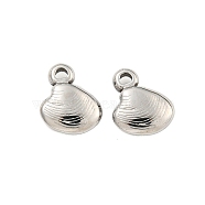 Non-Tarnish 304 Stainless Steel Charms, Clam Charms, Stainless Steel Color, 10x8x3mm, Hole: 1.2mm(STAS-L080-005P)