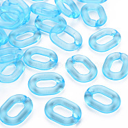 Transparent Acrylic Linking Rings, Quick Link Connectors, for Cable Chains Making, Oval, Deep Sky Blue, 24x18x5mm, Inner Diameter: 13x7mm, about 403pcs/500g(MACR-S373-19-B06)