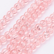 Spray Painted Crackle Glass Beads Strands, Round, Salmon, 6mm, Hole: 1.3~1.6mm, about 133pcs/strand, 31.4 inch(CCG-Q001-6mm-03)