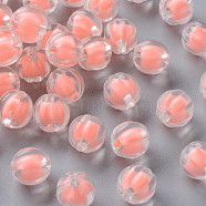 Transparent Acrylic Beads, Bead in Bead, Pumpkin, Salmon, 11x11.5mm, Hole: 2mm, about 610pcs/500g(TACR-S152-07A-SS2109)