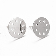 Rack Plating Brass Earring Findings, Hollow Flat Pad Earring Post, with 925 Sterling Silver Pins, Cadmium Free & Lead Free, Long-Lasting Plated, Flat Round, Platinum, 12x0.8mm, Hole: 1.2mm, Pin: 0.7mm(KK-C237-06P)