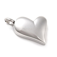 304 Stainless Steel Urn/Perfume Pendants, Heart, Stainless Steel Color, 26.5x16x7mm, Hole: 5mm(STAS-D179-15P)