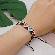 Miyuki Seed Braided Bead Bracelet, Triangle Pattern Friendship Bracelet for Women, Colorful, 11 inch(28cm)(BJEW-P269-45)