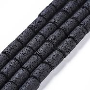 Natural Lava Rock Beads Strands, Dyed, Column, Black, about 8mm in diameter, 14~15mm long, hole: 2~2.5mm, about 27pcs/strand, 15.7 inch(X-G450-B11)