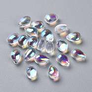 Transparent Glass Beads, Top Drilled Beads, Teardrop, Clear AB, 9x6x5mm, Hole: 1mm(GGLA-M004-05A-01)