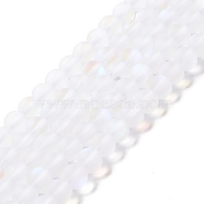 Synthetic Moonstone Beads Strands, Frosted, Round, White, 6mm, Hole: 1mm, about 60~64pcs/strand, 14.76''~15.55''(37.5~39.5cm)(G-E573-01A-08)
