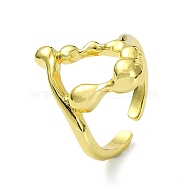 Brass Open Cuff Ring, Hollow Polygon, Real 18K Gold Plated, Inner Diameter: 18mm(RJEW-B051-17G)