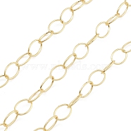 Brass Oval Link Chains, Unwelded, with Spool, Real 18K Gold Plated, 8x6x0.5mm(CHC-M025-06G)