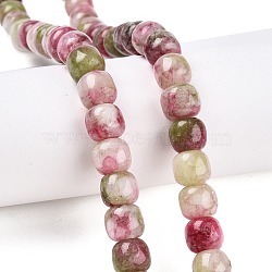 Dyed Natural White Jade Beads Strands, Barrel, Camellia, 10~10.5x9~9.5mm, Hole: 1.2mm, about 41~43pcs/strand, 14.37~16''(36.5~40cm)(G-T138-152)