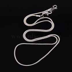 Silver Color Plated Brass Snake Chain Necklaces, with Lobster Clasps, 18 inch, 1mm(X-NJEW-D181-S)