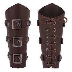 mitation Leather Cuff Wristband for Bikers, Retro Archery Armguard, with Iron Findings & Cord, Coconut Brown, 193x237x14mm(AJEW-WH0258-936B)