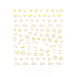 3D Gold Stamping Nail Decals Stickers, Metal Moon Star Heart Geometry Self-adhesive 3D Nail Art Supplies, for Woman Girls DIY Nail Art Design, Starry Sky Pattern, 90x77mm(MRMJ-R090-56-DP3193)