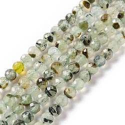 Natural Prehnite Beads Strands, Faceted, Round, 6~6.5mm, Hole: 1mm, about 63pcs/strand, 15.35 inch(39cm)(G-F717-11A)