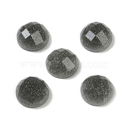 Translucent Epoxy Resin Glitter Powder Decoden Cabochons, Faceted Half Round/Dome, Dark Slate Gray, 10x5mm(CRES-S367-13B-01)