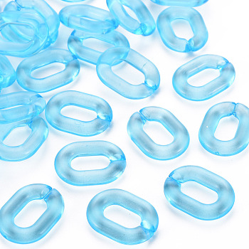 Transparent Acrylic Linking Rings, Quick Link Connectors, for Cable Chains Making, Oval, Deep Sky Blue, 24x18x5mm, Inner Diameter: 13x7mm, about 403pcs/500g