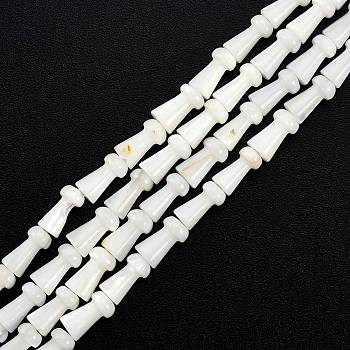Natural Freshwater Shell Beads Strands, Undyed, Mushroom, White, 7.5x4mm, Hole: 0.7mm, about 50pcs/strand, 14.76 inch(37.5cm)