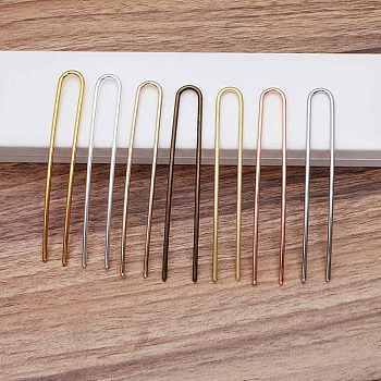 Brass Hair Fork Findings, Hair Accessories, U Shaped, Raw(Unplated), 100x2.5mm