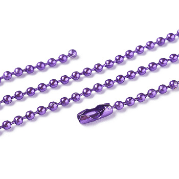 Iron Ball Bead Chains, Soldered, with Iron Ball Chain Connectors, Indigo, 28 inch, 2.4mm