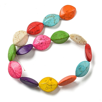 Synthetic Turquoise Beads Strands, Dyed, Oval, Mixed Color, 27.5x22x11mm, Hole: 1.3mm, about 187pcs/1000g