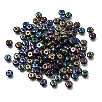 Electroplate Baking Paint Opaque Glass Beads, Rondelle, Colorful, 6.5x3.5mm, Hole: 1.2mm, about 4761pcs/1000g